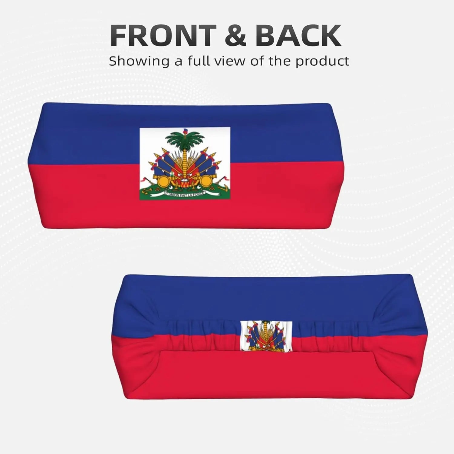 Haitian Flag Printed Sports Headband, 4.3in Width, Elastic Band at The Back, not Tight, Suitable for Men and Women