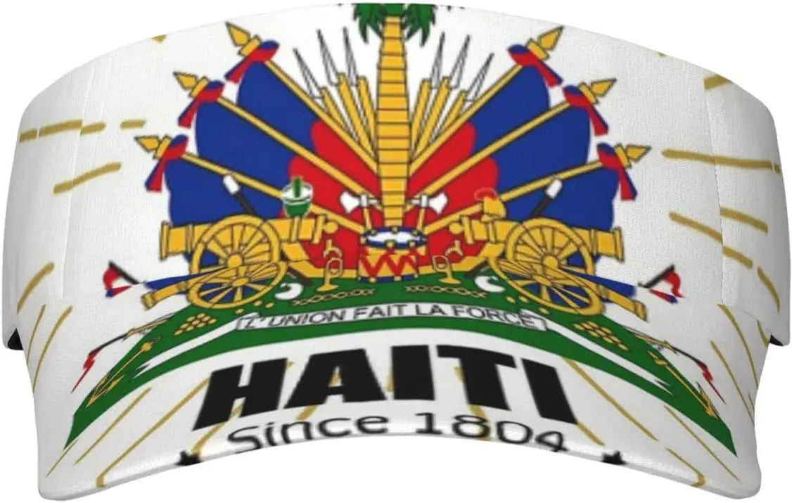 Cute Haiti Flag Sports Sun Visor Hats Women Wide Brim Summer Beach Cap Adjustable Haitian Sun Caps for Men Women