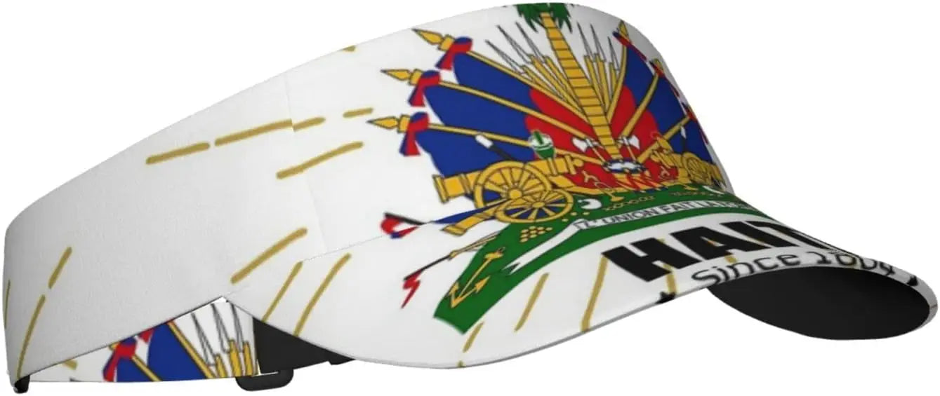 Cute Haiti Flag Sports Sun Visor Hats Women Wide Brim Summer Beach Cap Adjustable Haitian Sun Caps for Men Women