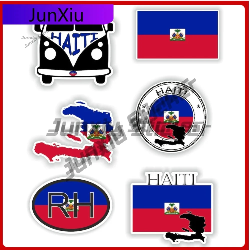 Haiti Flag National Emblem Vinyl Decals Adventure X 500 Motorcycle Stickers Mountain Camper Decals Car Decoration Accessories