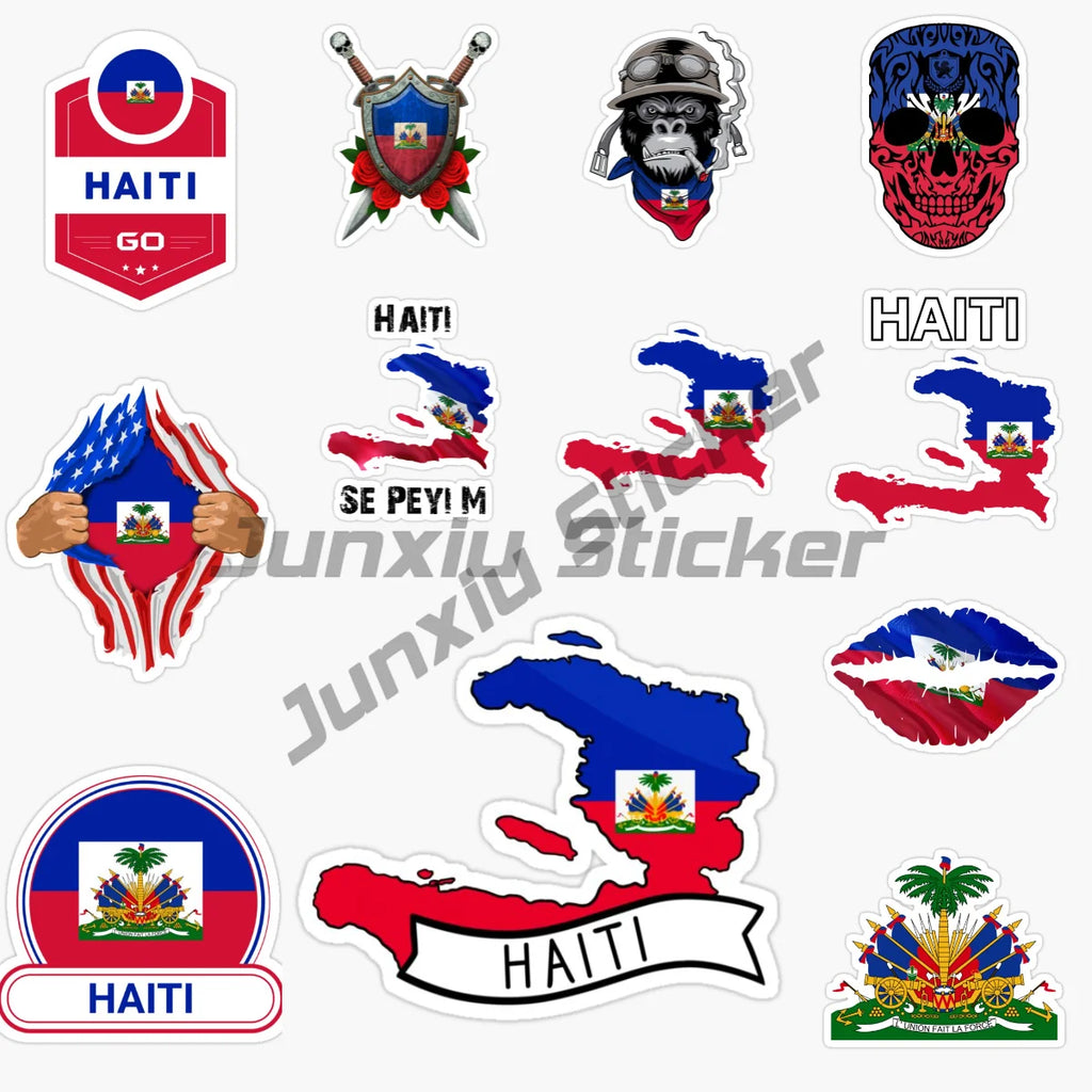 HAITI Flag and Emblem of The Republic of Haiti Sticker Car Truck SUV Window Wall Cup Laptop Vehicles Bumper Self-adhesive Decor