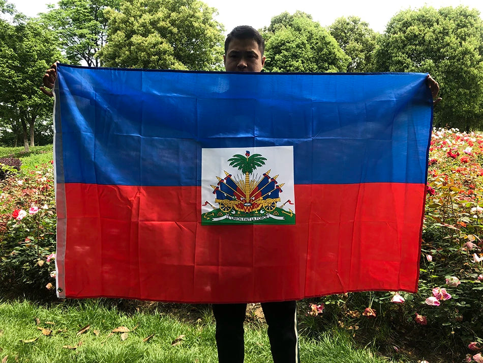 SKY FLAG Free shipping Haiti Flag 90x150cm hanging Polyester blue red 2 Sides Printed National Flag Haiti Sports banner