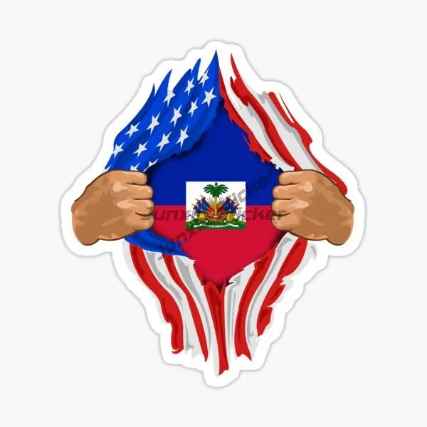 HAITI Flag and Emblem of The Republic of Haiti Sticker Car Truck SUV Window Wall Cup Laptop Vehicles Bumper Self-adhesive Decor