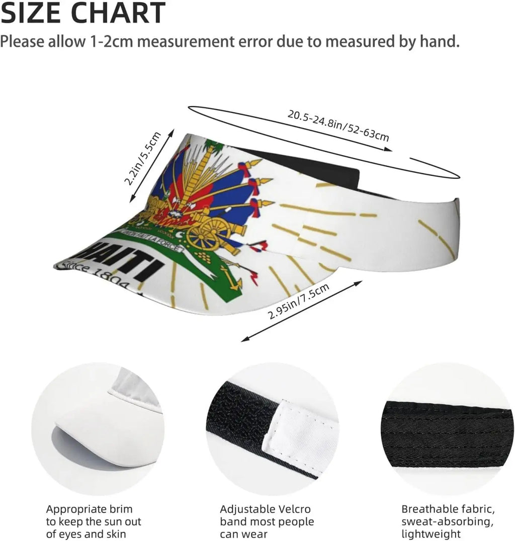 Cute Haiti Flag Sports Sun Visor Hats Women Wide Brim Summer Beach Cap Adjustable Haitian Sun Caps for Men Women