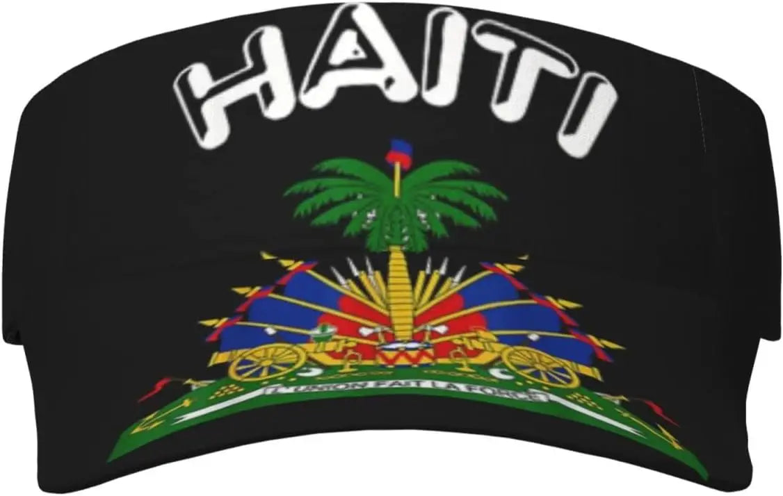 Cute Haiti Flag Sports Sun Visor Hats Women Wide Brim Summer Beach Cap Adjustable Haitian Sun Caps for Men Women