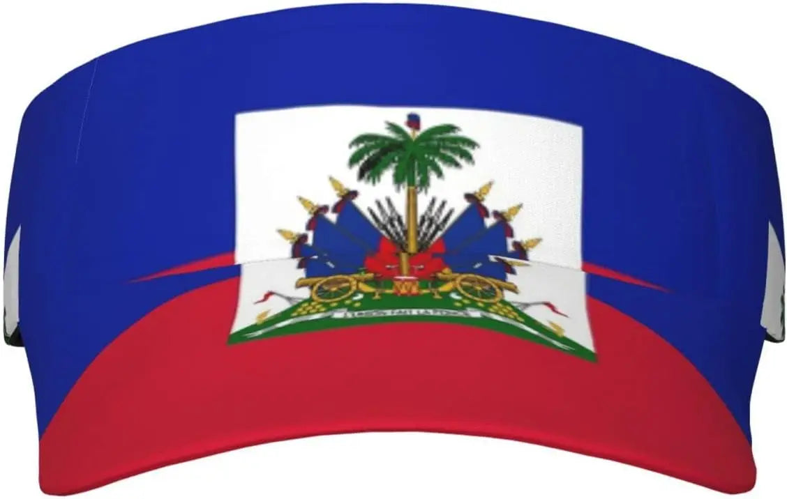 Cute Haiti Flag Sports Sun Visor Hats Women Wide Brim Summer Beach Cap Adjustable Haitian Sun Caps for Men Women