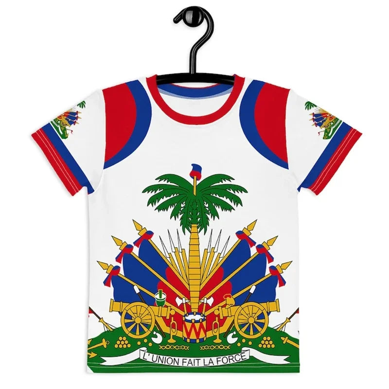 Haitian Flag T-shirt Men 3D Print Haiti Emblem Symbol Vintage T Shirts Summer Fashion Streetwear Short Sleeve Y2k Mens Clothing