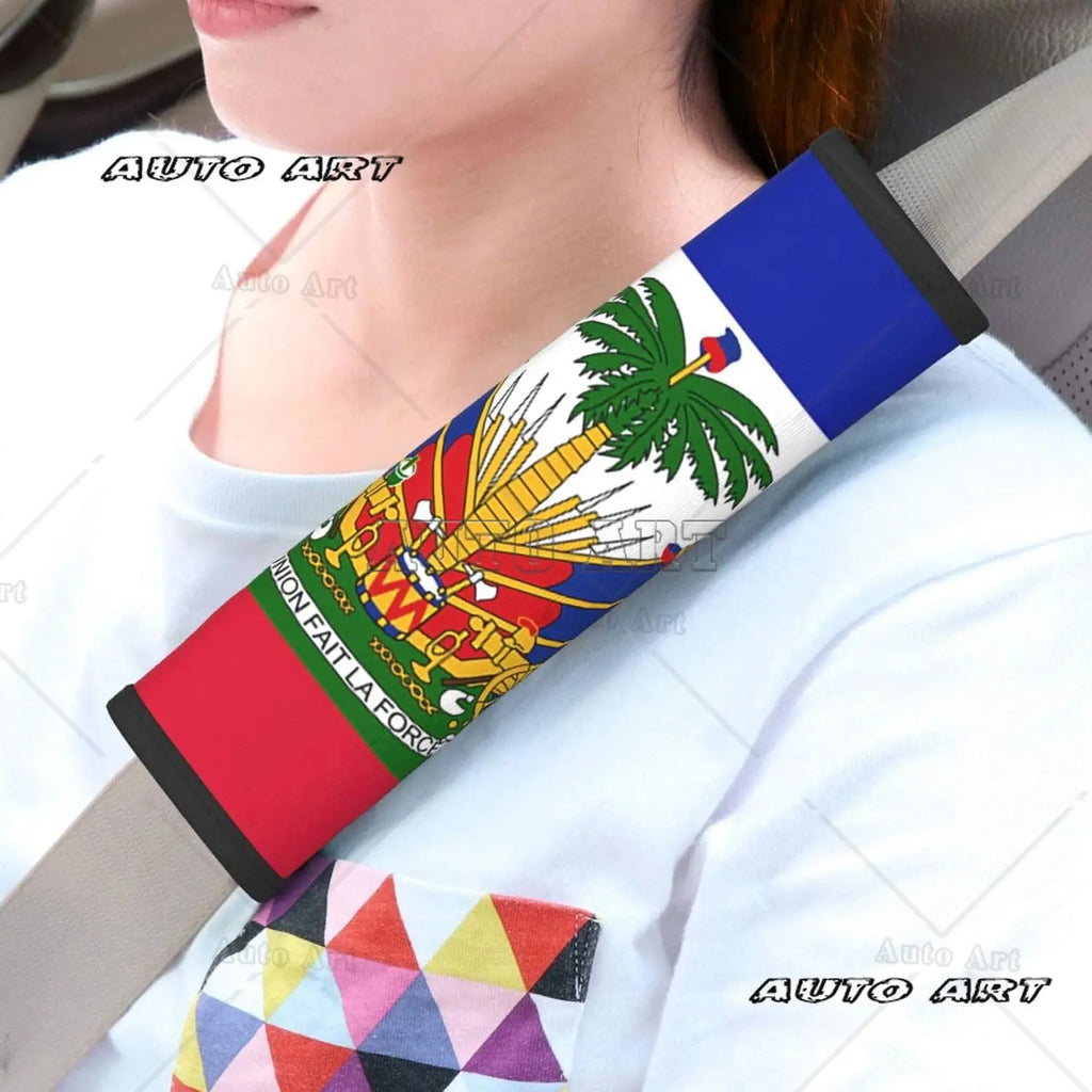 Haiti Flag Car Seat Belt Cover Pad Universal Car Accessories Interior Seat Belt Covers Shoulder Comfortable Seatbelt Cushion