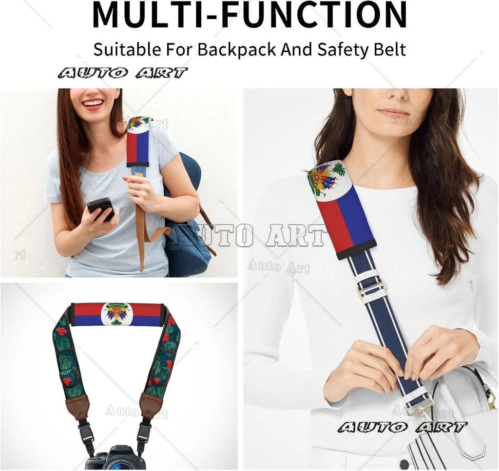 Haiti Flag Car Seat Belt Covers Cute Flag Car Seat Belt Cover Pad Funny Strap Cover Universal Car Interior Accessories Decor