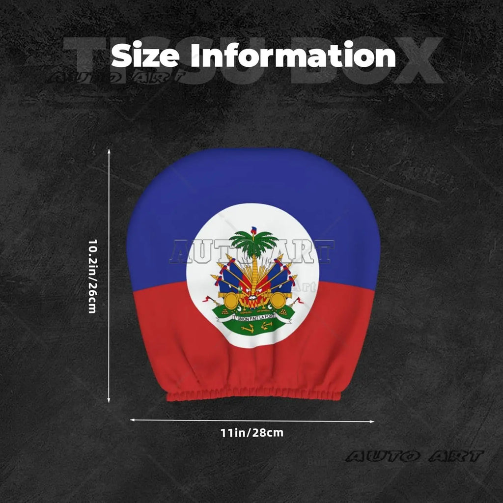 2 Pcs Haiti Flag Headrest Covers Cute Funny Car Headrest Protector Seat Cover Accessories Universal Fit for Cars Truck SUV Van