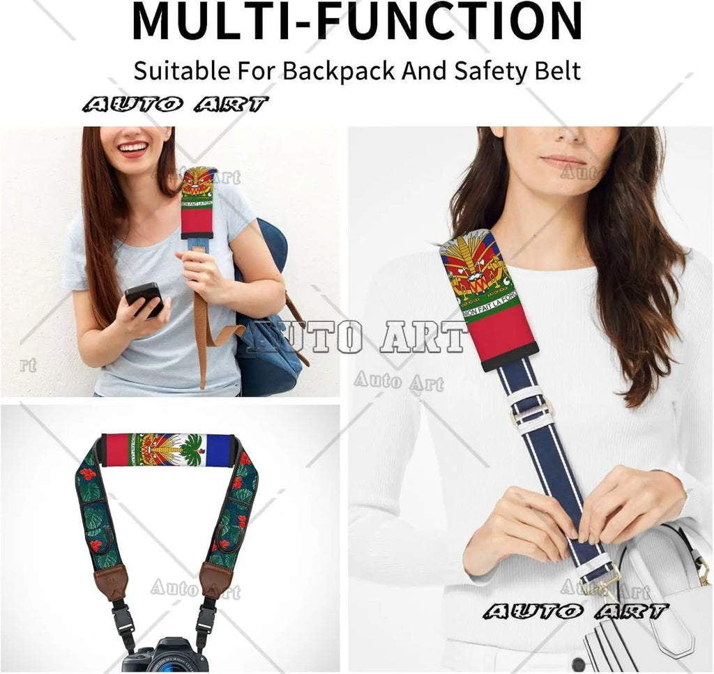 Haiti Flag Car Seat Belt Cover Pad Universal Car Accessories Interior Seat Belt Covers Shoulder Comfortable Seatbelt Cushion