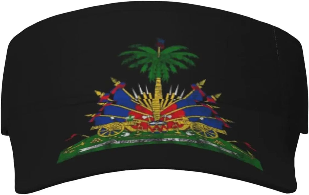 Cute Haiti Flag Sports Sun Visor Hats Women Wide Brim Summer Beach Cap Adjustable Haitian Sun Caps for Men Women