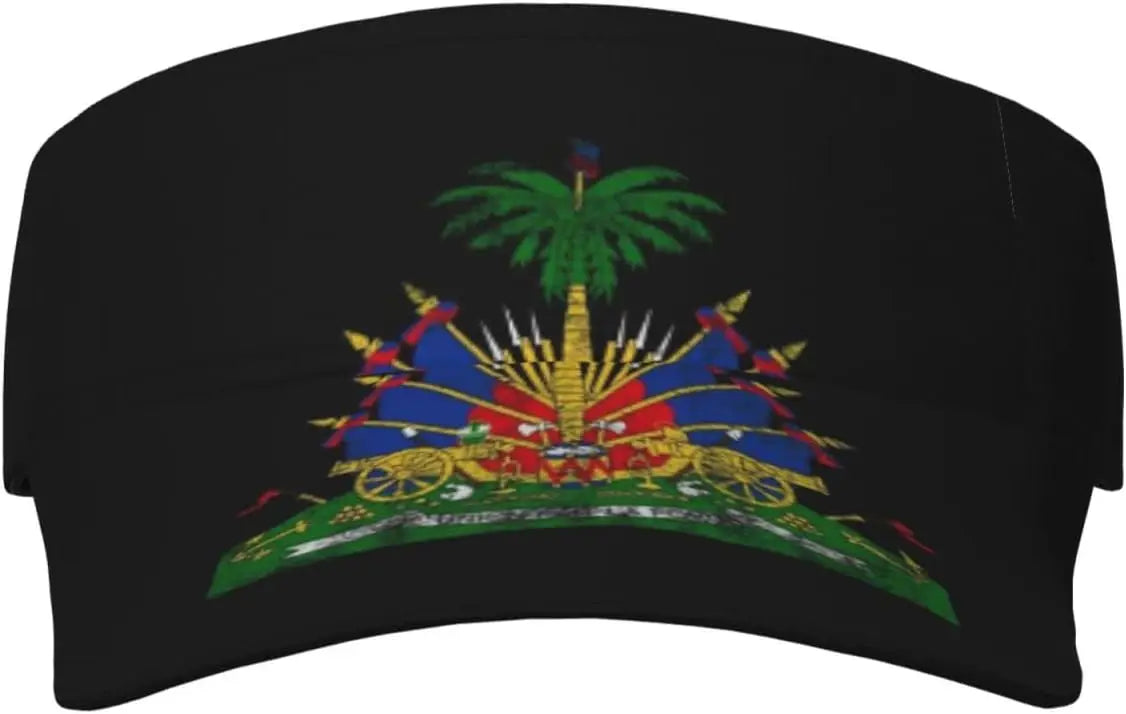 Cute Haiti Flag Sports Sun Visor Hats Women Wide Brim Summer Beach Cap Adjustable Haitian Sun Caps for Men Women